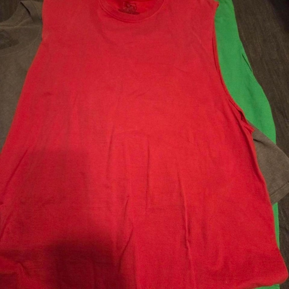 Lot of 3  Fruit of the Loom Muscle Tank Tops Men XL Red Green Grey Good